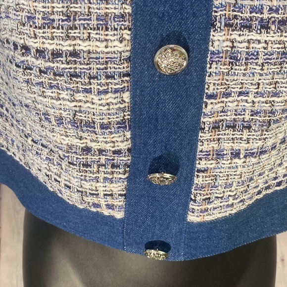 NWT DENIM & TWEED BUTTON FRONT BUSTIER TOP - Picture 6 of 16